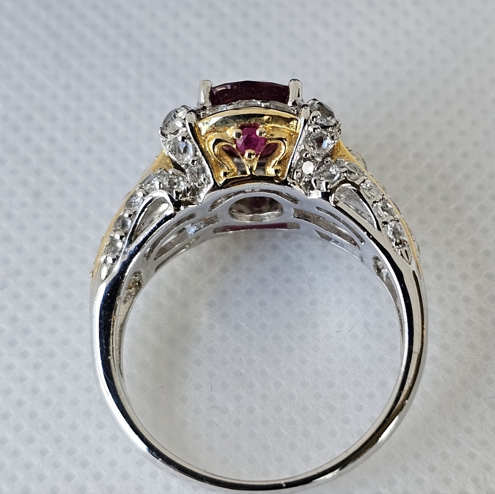 Victoria Wieck Ruby Ring Sterling Silver & 14K Yellow Gold Size 9.5! - Picture 8 of 12